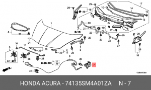 Ручка открывания капота 74135SM4A01ZA HONDA