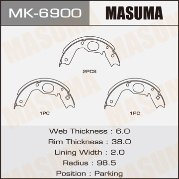 Колодки тормозные барабанные MK6900 MASUMA