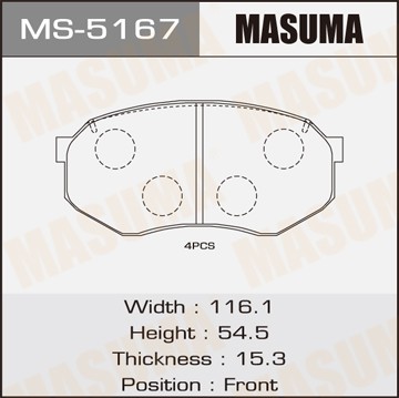 Колодки тормозные дисковые MS5167 MASUMA