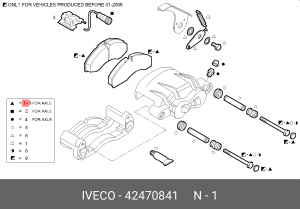 Комплект тормозных колодок, диско 42470841 IVECO