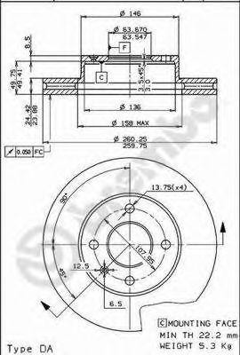 Тормозной диск 09513410 BREMBO