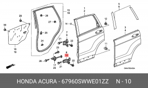 Петля - шарнир открывания двери 67960SWWE01ZZ HONDA