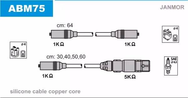 Ккомплект проводов зажигания ABM75 JANMOR