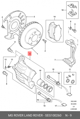 Тормозной суппорт SEG100260 LAND ROVER