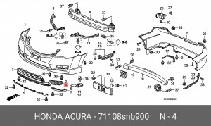 Решетка бампера 71108SNB900 HONDA