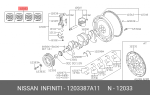 Кольца поршневые 12033-87A11 NISSAN