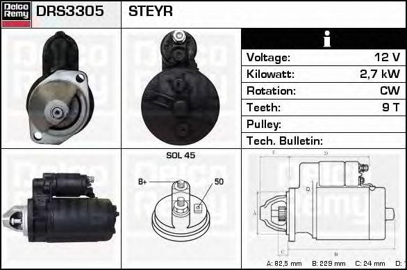 Стартер DRS3305 DELCO REMY