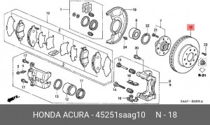 Тормозной диск 45251-SAA-G10 HONDA