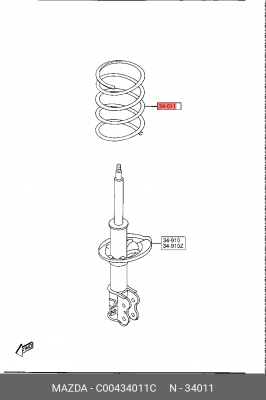 Пружина ходовой части C00434011C MAZDA