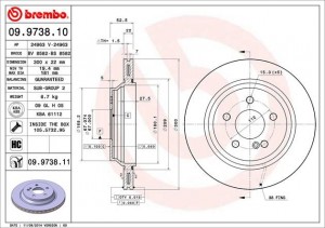 Тормозной диск 09.9738.10 BREMBO