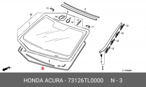 Уплотнитель стекла ветрового 73126TL0000 HONDA