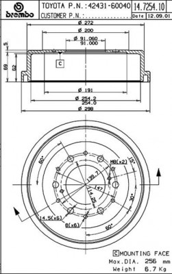 Тормозной барабан 14.7254.10 BREMBO