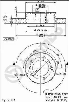 Тормозной диск 09593210 BREMBO