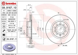 Тормозной диск 09.9167.10 BREMBO
