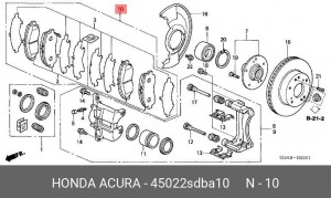 Комплект тормозных колодок, диско 45022-SDB-A10 HONDA