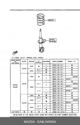 Амортизатор GA8L34900A MAZDA