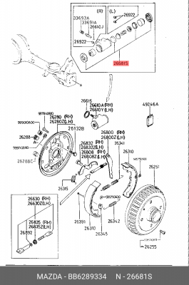 Ремкомплект, колесный тормозной цилиндр BB62-89-334 MAZDA