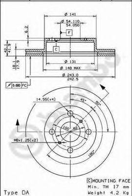 Тормозной диск 09.5937.10 BREMBO