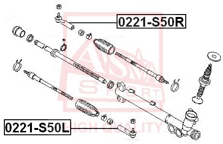 Наконечник рулевой тяги 0221-S50L ASVA