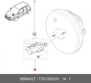 Главный тормозной цилиндр 7701209220 RENAULT