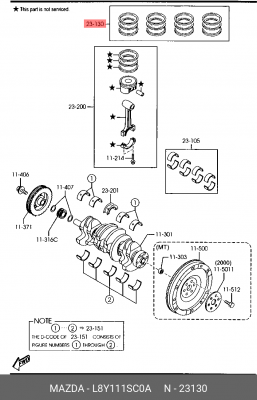 Кольца поршневые L8Y111SC0A MAZDA