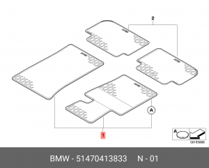 Коврики салона (комплект) 51470413833 BMW