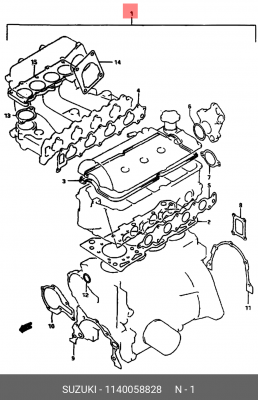 Комплект прокладок, головка цилиндра 11400-58828 SUZUKI