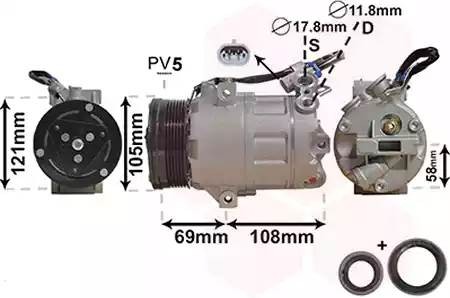 Компрессор, кондиционер 3700K438 VAN WEZEL