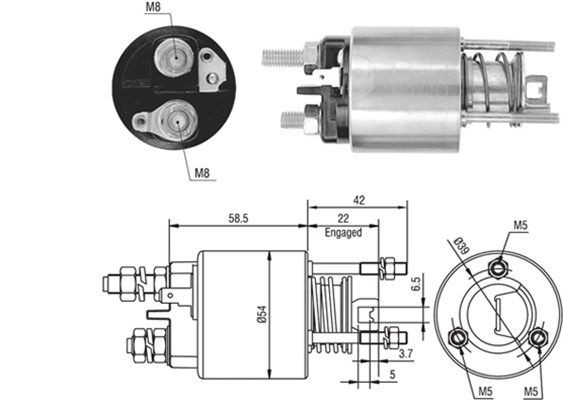 Тяговое реле, стартер 940113050384 MAGNETI MARELLI