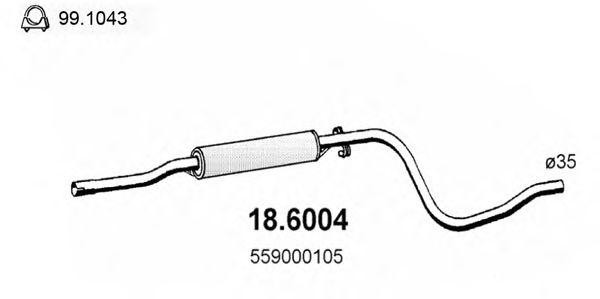 Средний глушитель выхлопных газов 186004 ASSO