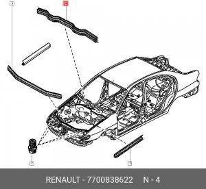 Уплотнитель капота 7700838622 RENAULT