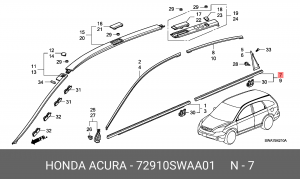 Молдинг двери 72910SWAA01 HONDA