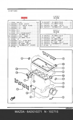 Комплект прокладок, двигатель 8ADG10271 MAZDA