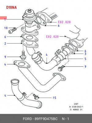 Клапан возврата ОГ 89FF-9D475-BC FORD