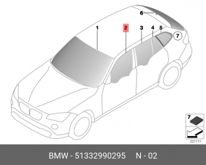 Стекло боковое 51 33 2 990 295 BMW