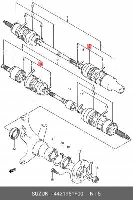 Комплект пылника, приводной вал 44219-51F00 SUZUKI