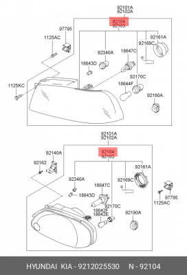 Основная фара 9212025530 HYUNDAI KIA