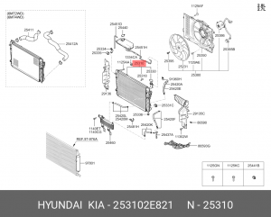 Радиатор охлаждения ДВС 25310-2E821 HYUNDAI KIA