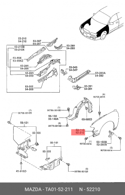 Крыло переднее TA01-52-211 MAZDA