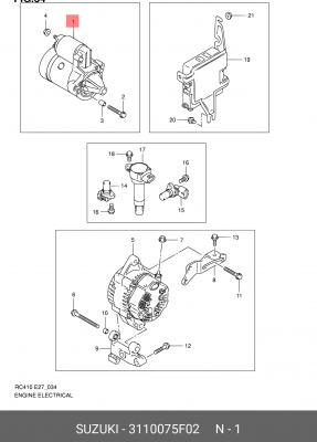 Стартер 31100-75F02 SUZUKI