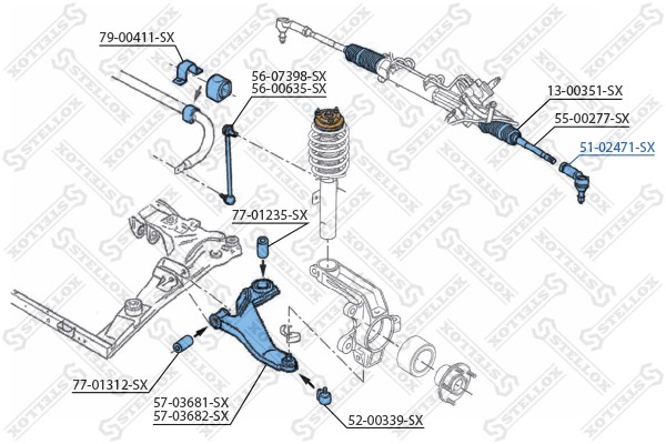 Наконечник рулевой тяги 51-02471-SX STELLOX
