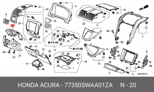Облицовка рулевой колонки 77350SWAA01ZA HONDA