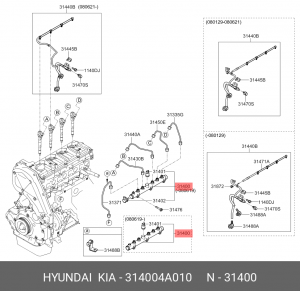 Распределитель - рампа топлива 314004A010 HYUNDAI KIA