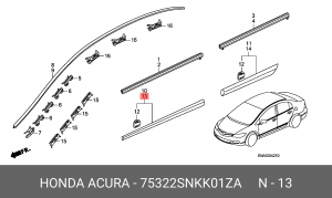 Молдинг двери 75322SNKK01ZA HONDA
