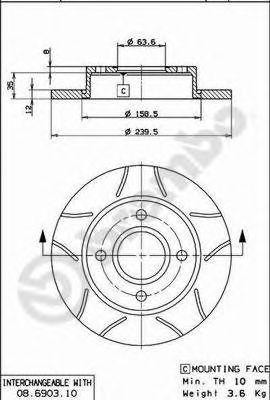Тормозной диск 08.6903.75 BREMBO