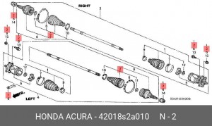 Комплект пылника, приводной вал 42018S2A010 HONDA