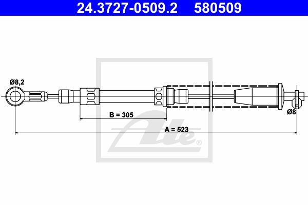 Трос, стояночная тормозная система 24.3727-0509.2 ATE