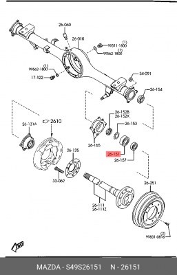 Комплект подшипника ступицы колеса S49S26151 MAZDA