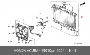 Радиатор, охлаждение двигател 19010PM4004 HONDA