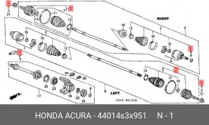 Шарнирный комплект, приводной вал 44014S3X951 HONDA